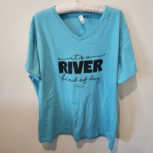 Live And Tell Women's Tourquise Short Sleeve Graphic Tee, V-Neck Size 3XL